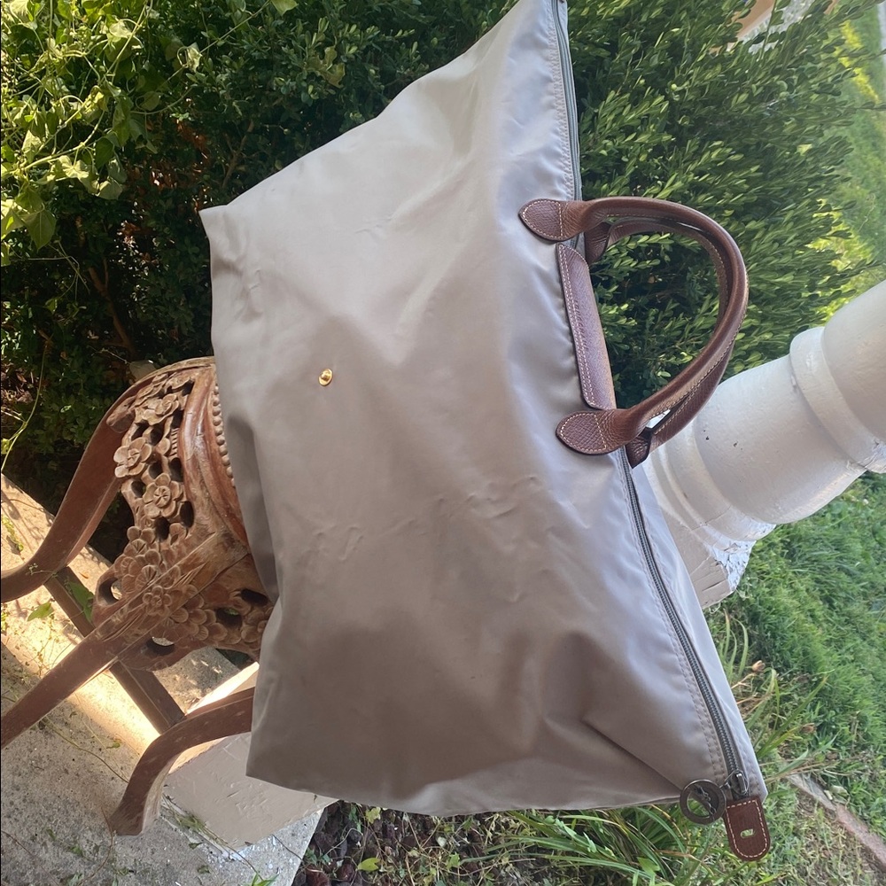 Longchamp Gray Tote with Brown Leather Trim - Picture 3 of 9
